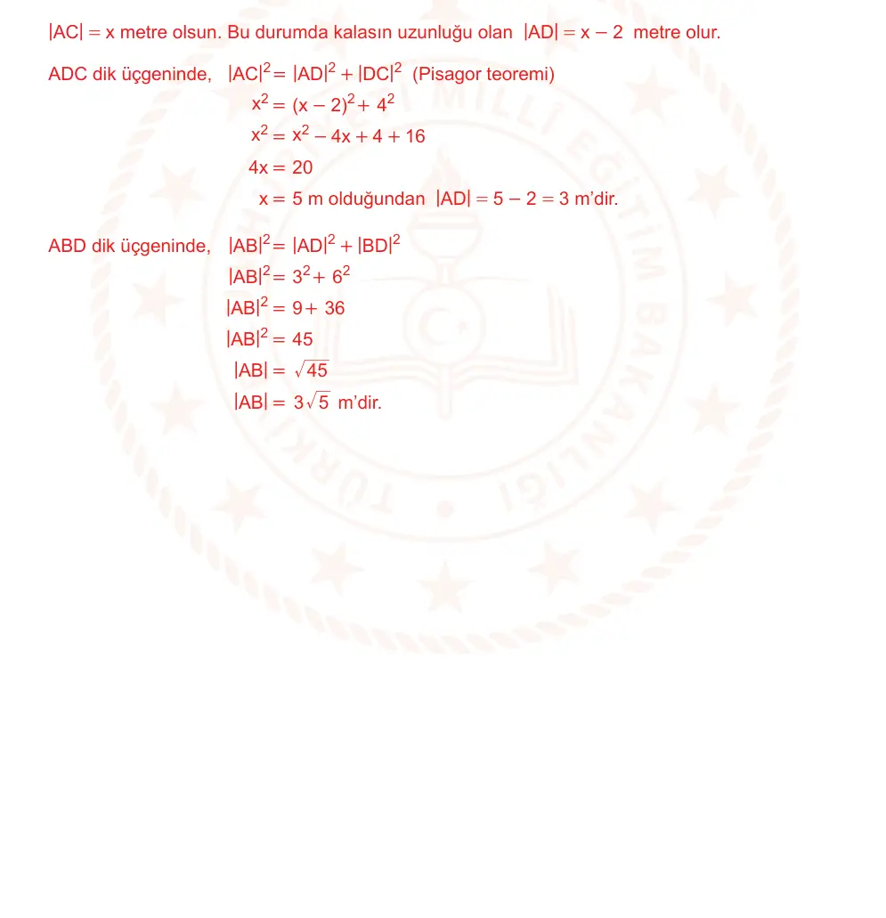 9. Sınıf Matematik 2024-2025 2. Dönem 1. Yazılı Ortak Sınav 4. Soru (Sabah Oturumu, Mazeret Sınavı) resmi çözüm görseli