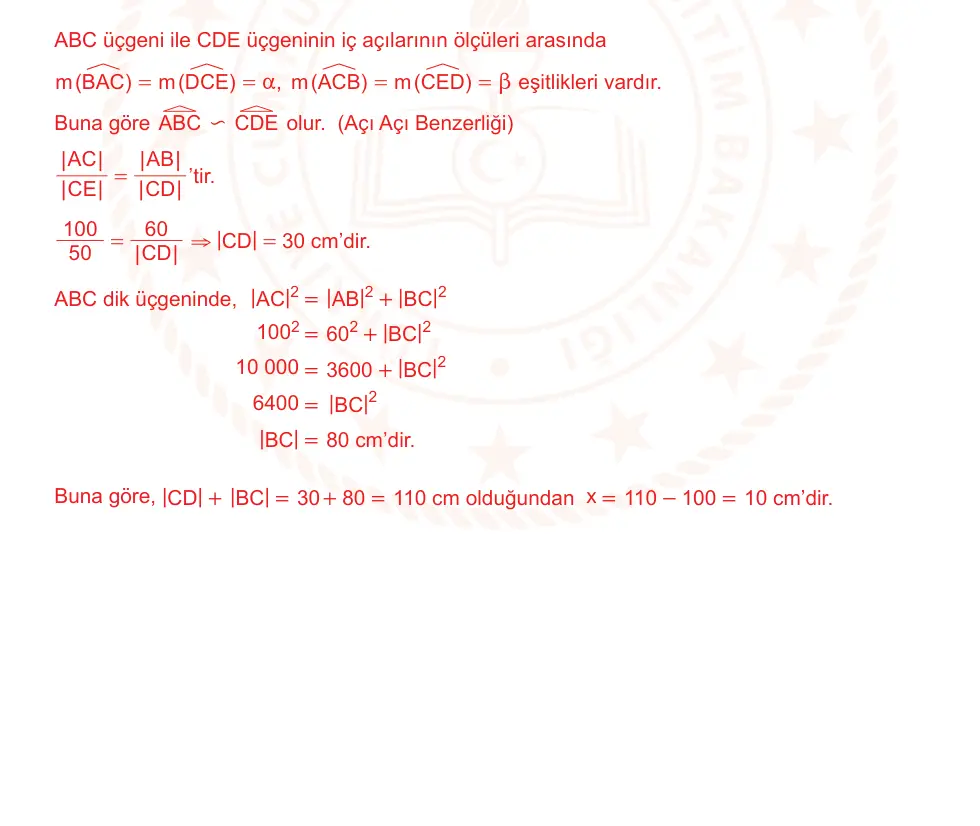 9. Sınıf Matematik 2024-2025 2. Dönem 1. Yazılı Ortak Sınav 6. Soru (Sabah Oturumu, Mazeret Sınavı) resmi çözüm görseli