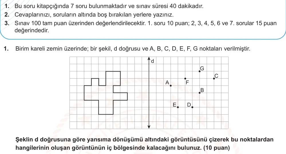 9. Sınıf Matematik 2024-2025 2. Dönem 1. Yazılı Ortak Sınav 1. Soru (Sabah Oturumu, MEB ders kitabı) görseli