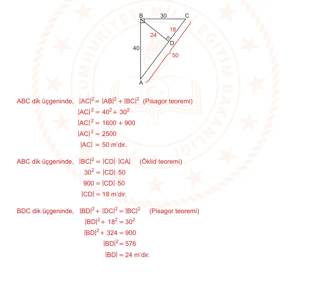 9. Sınıf Matematik 2024-2025 2. Dönem 1. Yazılı Ortak Sınav 2. Soru (Sabah Oturumu, MEB ders kitabı) resmi çözüm görseli