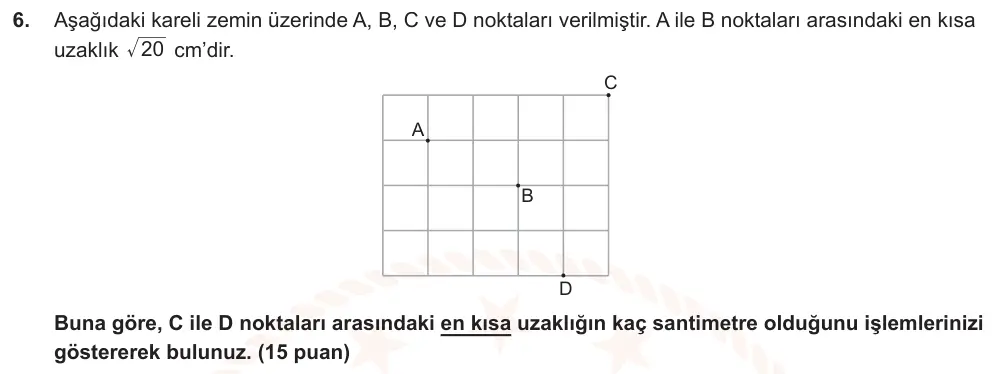 9. Sınıf Matematik 2024-2025 2. Dönem 1. Yazılı Ortak Sınav 6. Soru (Sabah Oturumu, MEB ders kitabı) görseli