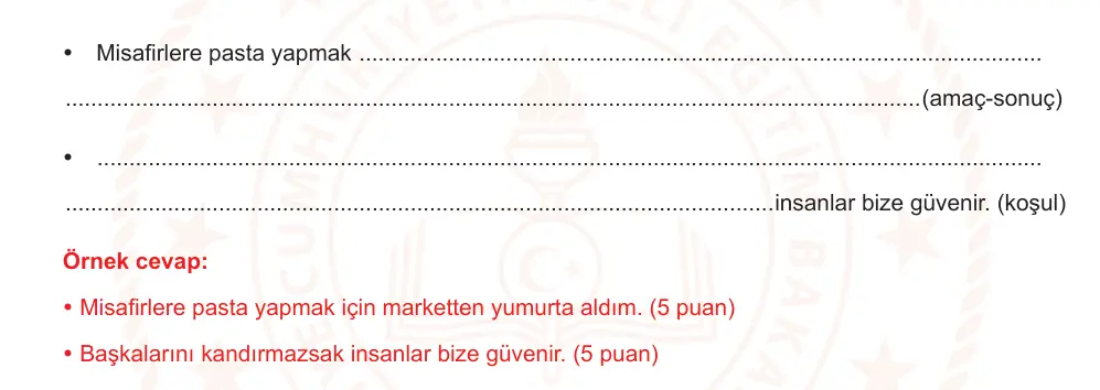 7. Sınıf Türkçe 2025-2026 1. Dönem 1. Yazılı Ortak Sınav 3. Soru (Öğle Oturumu, Mazeret Sınavı) resmi çözüm görseli