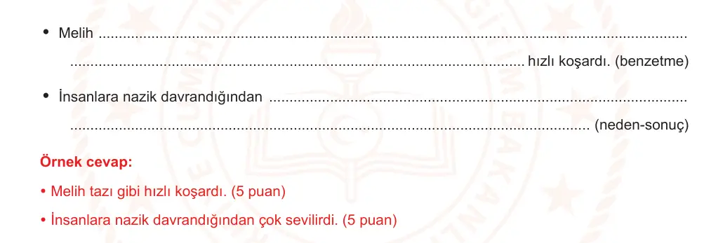 7. Sınıf Türkçe 2025-2026 1. Dönem 1. Yazılı Ortak Sınav 3. Soru (Öğle Oturumu) resmi çözüm görseli