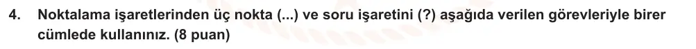 7. Sınıf Türkçe 2025-2026 1. Dönem 1. Yazılı Ortak Sınav 4. Soru (Öğle Oturumu) görseli