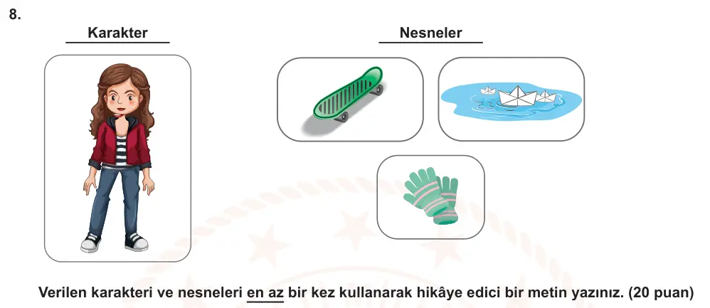 7. Sınıf Türkçe 2025-2026 1. Dönem 1. Yazılı Ortak Sınav 8. Soru (Sabah Oturumu, Mazeret Sınavı) görseli
