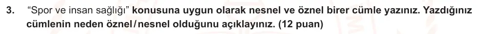 8. Sınıf Türkçe 2025-2026 1. Dönem 1. Yazılı Ortak Sınav 3. Soru (Öğle Oturumu, Mazeret Sınavı) görseli