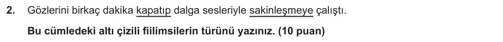 8. Sınıf Türkçe 2025-2026 1. Dönem 1. Yazılı Ortak Sınav 2. Soru (Sabah Oturumu, Mazeret Sınavı) görseli