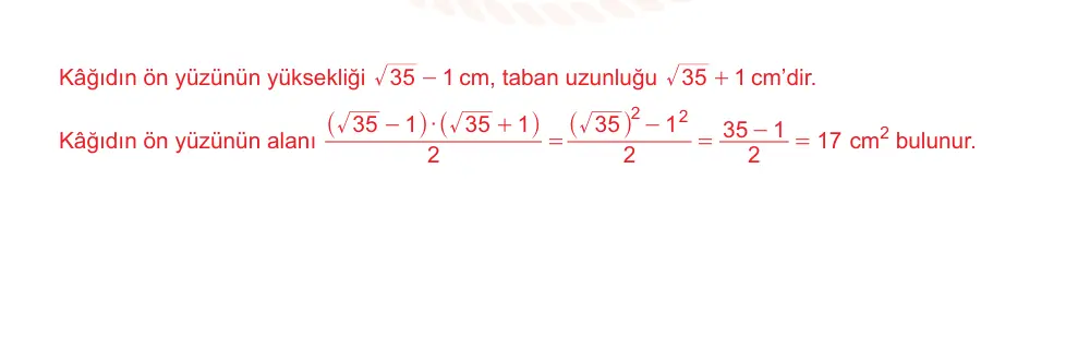 9. Sınıf Matematik 2025-2026 1. Dönem 1. Yazılı Ortak Sınav 3. Soru (Öğle Oturumu, Mazeret Sınavı) resmi çözüm görseli