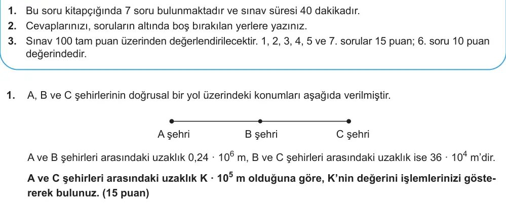 9. Sınıf Matematik 2025-2026 1. Dönem 1. Yazılı Ortak Sınav 1. Soru (Öğle Oturumu) görseli