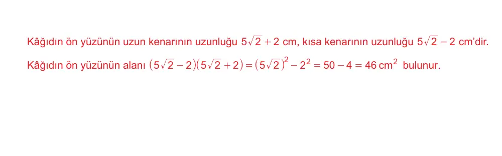 9. Sınıf Matematik 2025-2026 1. Dönem 1. Yazılı Ortak Sınav 3. Soru (Sabah Oturumu, Mazeret Sınavı) resmi çözüm görseli