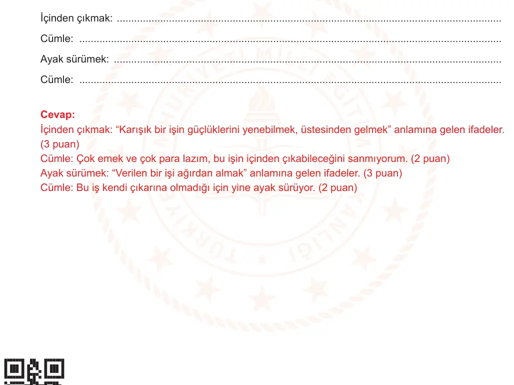 10. Sınıf Türk Dili ve Edebiyatı 2025-2026 2. Dönem 1. Yazılı Ortak Sınav 1. Soru (Öğle Oturumu) resmi çözüm görseli