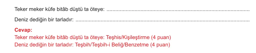 10. Sınıf Türk Dili ve Edebiyatı 2025-2026 2. Dönem 1. Yazılı Ortak Sınav 6. Soru (Öğle Oturumu) resmi çözüm görseli