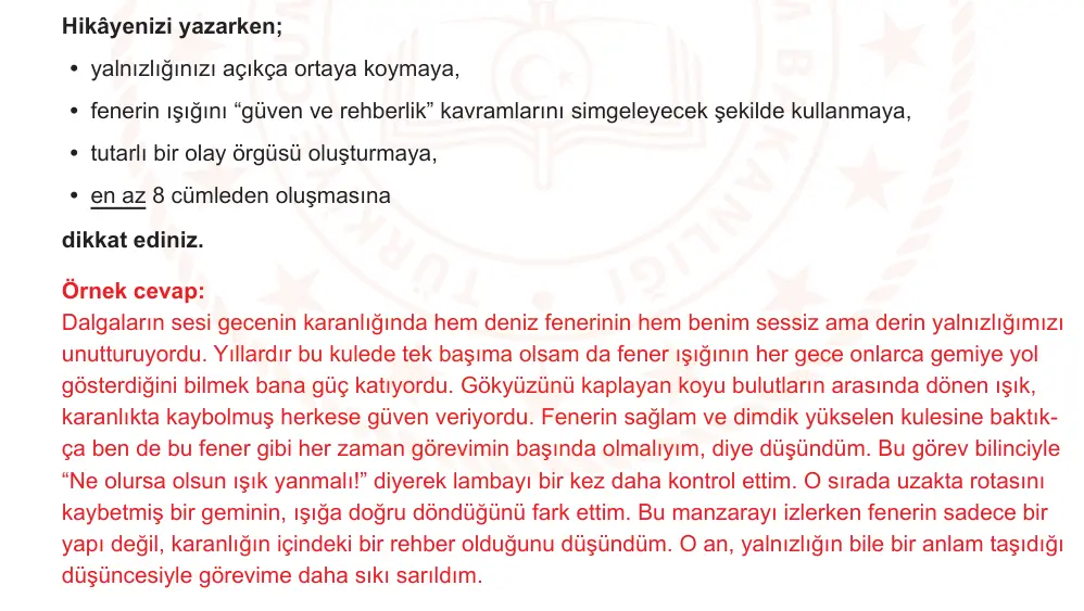 10. Sınıf Türk Dili ve Edebiyatı 2025-2026 2. Dönem 1. Yazılı Ortak Sınav 8. Soru (Sabah Oturumu) resmi çözüm görseli