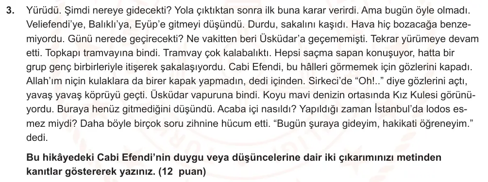 10. Sınıf Türk Dili ve Edebiyatı 2025-2026 2. Dönem 1. Yazılı Ortak Sınav 3. Soru (Sabah Oturumu) görseli