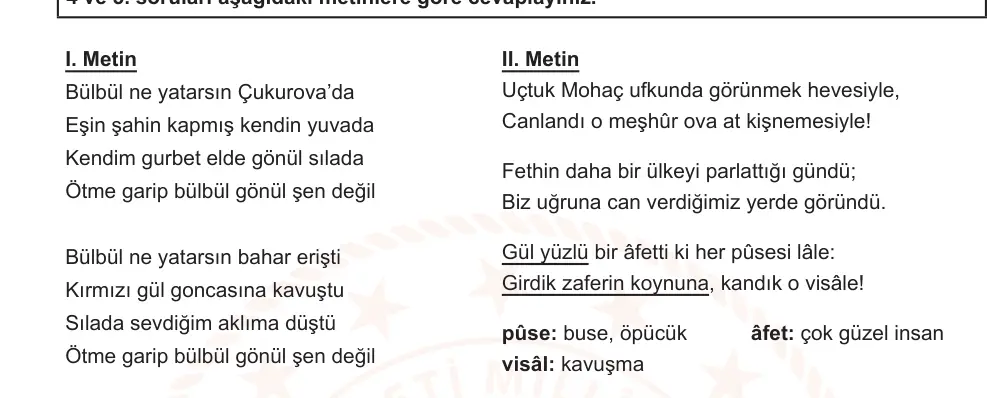 10. Sınıf Türk Dili ve Edebiyatı 2025-2026 2. Dönem 1. Yazılı Ortak Sınav 3. Soru (Sabah Oturumu) resmi çözüm görseli (2/2)