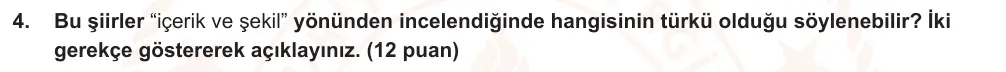 10. Sınıf Türk Dili ve Edebiyatı 2025-2026 2. Dönem 1. Yazılı Ortak Sınav 4. Soru (Sabah Oturumu) görseli