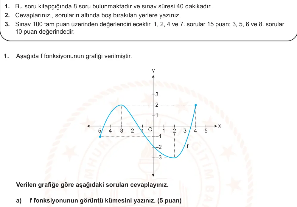 10. Sınıf Matematik 2025-2026 2. Dönem 1. Yazılı Ortak Sınav 1. Soru (Öğle Oturumu, Mazeret Sınavı) görseli