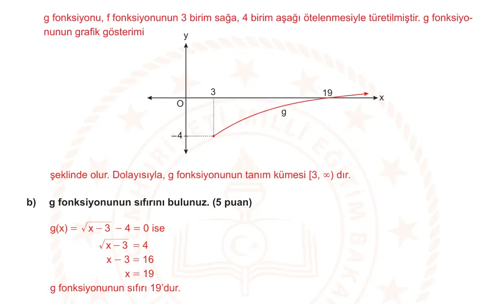 10. Sınıf Matematik 2025-2026 2. Dönem 1. Yazılı Ortak Sınav 5. Soru (Öğle Oturumu, Mazeret Sınavı) resmi çözüm görseli