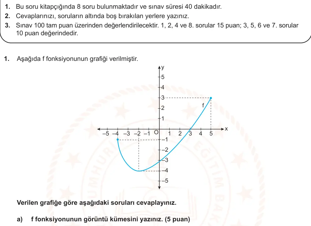 10. Sınıf Matematik 2025-2026 2. Dönem 1. Yazılı Ortak Sınav 1. Soru (Öğle Oturumu) görseli