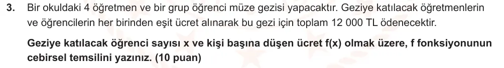 10. Sınıf Matematik 2025-2026 2. Dönem 1. Yazılı Ortak Sınav 3. Soru (Öğle Oturumu) görseli