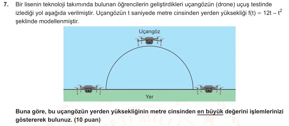 10. Sınıf Matematik 2025-2026 2. Dönem 1. Yazılı Ortak Sınav 7. Soru (Öğle Oturumu) görseli