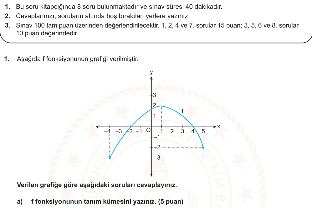 10. Sınıf Matematik 2025-2026 2. Dönem 1. Yazılı Ortak Sınav 1. Soru (Sabah Oturumu, Mazeret Sınavı) görseli