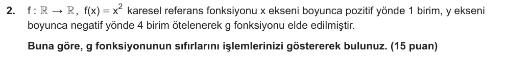 10. Sınıf Matematik 2025-2026 2. Dönem 1. Yazılı Ortak Sınav 2. Soru (Sabah Oturumu, Mazeret Sınavı) görseli