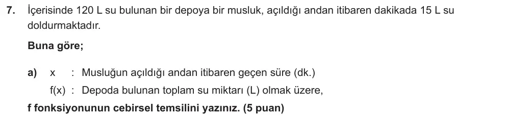 10. Sınıf Matematik 2025-2026 2. Dönem 1. Yazılı Ortak Sınav 7. Soru (Sabah Oturumu, Mazeret Sınavı) görseli