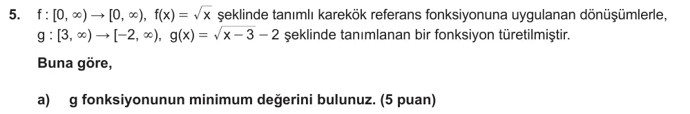 10. Sınıf Matematik 2025-2026 2. Dönem 1. Yazılı Ortak Sınav 5. Soru (Sabah Oturumu) görseli