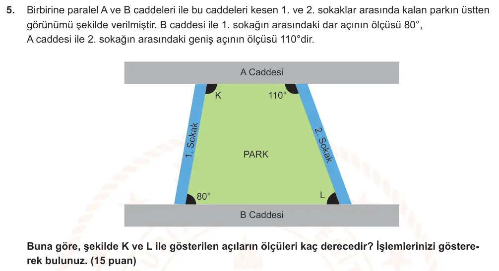 6. Sınıf Matematik 2025-2026 2. Dönem 1. Yazılı Ortak Sınav 5. Soru (Öğle Oturumu) görseli