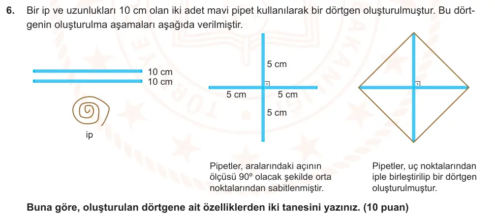6. Sınıf Matematik 2025-2026 2. Dönem 1. Yazılı Ortak Sınav 6. Soru (Öğle Oturumu) görseli
