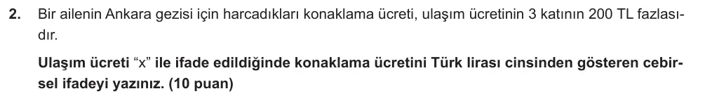 6. Sınıf Matematik 2025-2026 2. Dönem 1. Yazılı Ortak Sınav 2. Soru (Sabah Oturumu) görseli