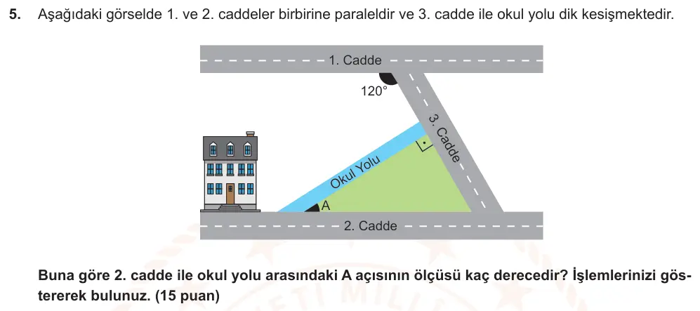 6. Sınıf Matematik 2025-2026 2. Dönem 1. Yazılı Ortak Sınav 5. Soru (Sabah Oturumu) görseli