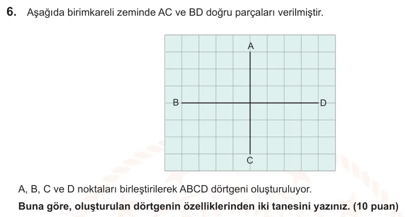 6. Sınıf Matematik 2025-2026 2. Dönem 1. Yazılı Ortak Sınav 6. Soru (Sabah Oturumu) görseli