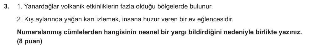 6. Sınıf Türkçe 2025-2026 2. Dönem 1. Yazılı Ortak Sınav 3. Soru (Öğle Oturumu, Mazeret Sınavı) görseli