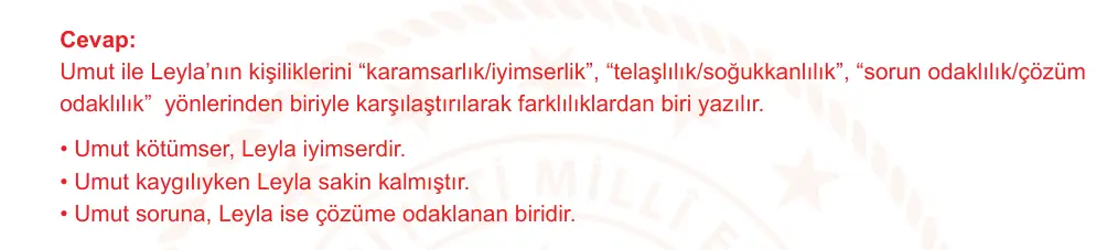 6. Sınıf Türkçe 2025-2026 2. Dönem 1. Yazılı Ortak Sınav 6. Soru (Öğle Oturumu, Mazeret Sınavı) resmi çözüm görseli