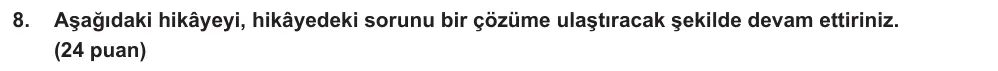 6. Sınıf Türkçe 2025-2026 2. Dönem 1. Yazılı Ortak Sınav 8. Soru (Öğle Oturumu, Mazeret Sınavı) görseli