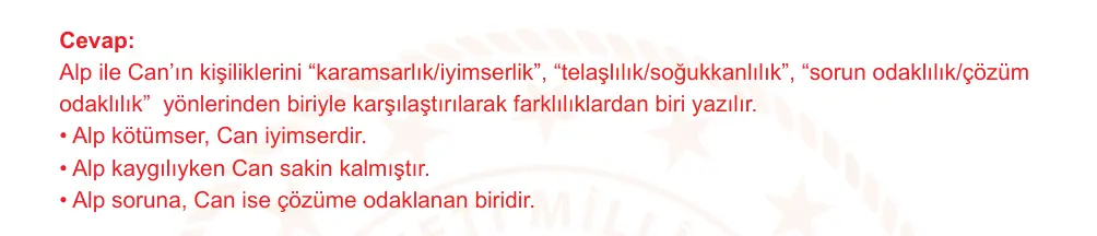 6. Sınıf Türkçe 2025-2026 2. Dönem 1. Yazılı Ortak Sınav 6. Soru (Sabah Oturumu, Mazeret Sınavı) resmi çözüm görseli
