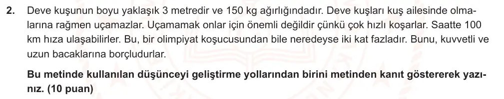 6. Sınıf Türkçe 2025-2026 2. Dönem 1. Yazılı Ortak Sınav 2. Soru (Sabah Oturumu) görseli