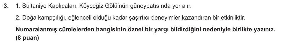 6. Sınıf Türkçe 2025-2026 2. Dönem 1. Yazılı Ortak Sınav 3. Soru (Sabah Oturumu) görseli