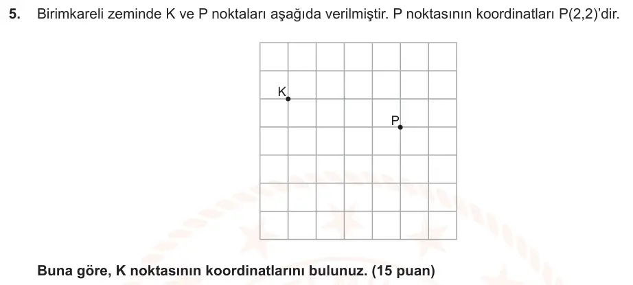 8. Sınıf Matematik 2025-2026 2. Dönem 1. Yazılı Ortak Sınav 5. Soru (Öğle Oturumu, Mazeret Sınavı) görseli