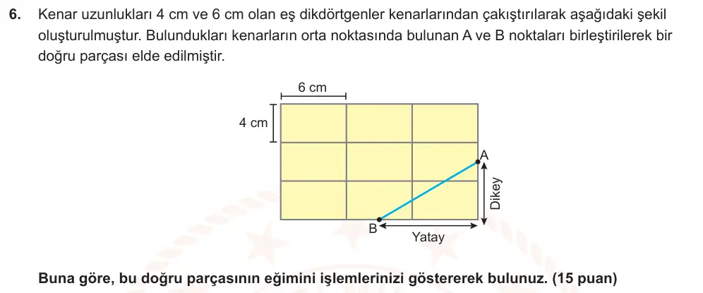 8. Sınıf Matematik 2025-2026 2. Dönem 1. Yazılı Ortak Sınav 6. Soru (Öğle Oturumu, Mazeret Sınavı) görseli