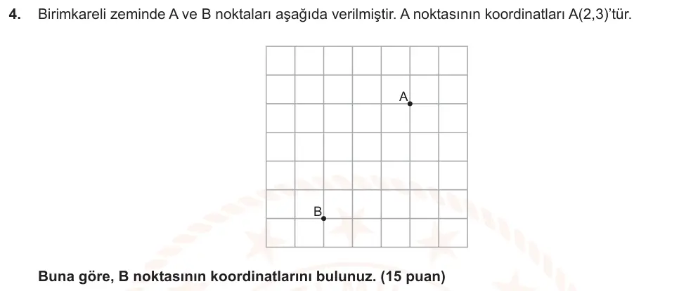 8. Sınıf Matematik 2025-2026 2. Dönem 1. Yazılı Ortak Sınav 4. Soru (Sabah Oturumu, Mazeret Sınavı) görseli