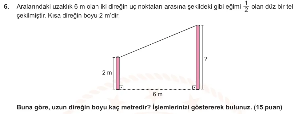 8. Sınıf Matematik 2025-2026 2. Dönem 1. Yazılı Ortak Sınav 6. Soru (Sabah Oturumu, Mazeret Sınavı) görseli