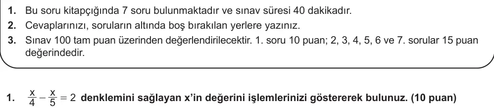 8. Sınıf Matematik 2025-2026 2. Dönem 1. Yazılı Ortak Sınav 1. Soru (Sabah Oturumu) görseli
