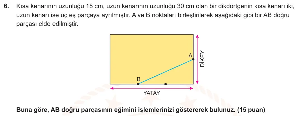 8. Sınıf Matematik 2025-2026 2. Dönem 1. Yazılı Ortak Sınav 6. Soru (Sabah Oturumu) görseli