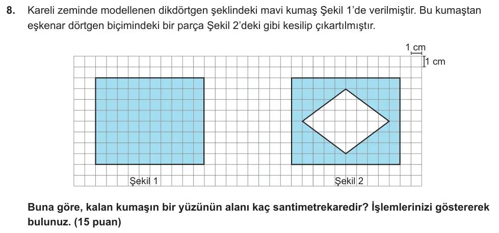 7. Sınıf Matematik 2025-2026 2. Dönem 2. Yazılı Ortak Sınav 8. Soru (Öğle Oturumu) görseli