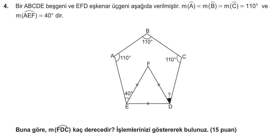 7. Sınıf Matematik 2025-2026 2. Dönem 2. Yazılı Ortak Sınav 4. Soru (Sabah Oturumu) görseli