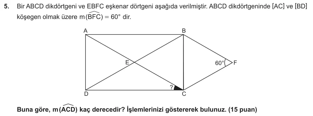 7. Sınıf Matematik 2025-2026 2. Dönem 2. Yazılı Ortak Sınav 5. Soru (Sabah Oturumu) görseli