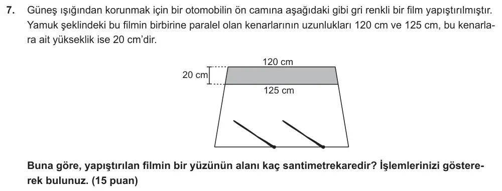 7. Sınıf Matematik 2025-2026 2. Dönem 2. Yazılı Ortak Sınav 7. Soru (Sabah Oturumu) görseli